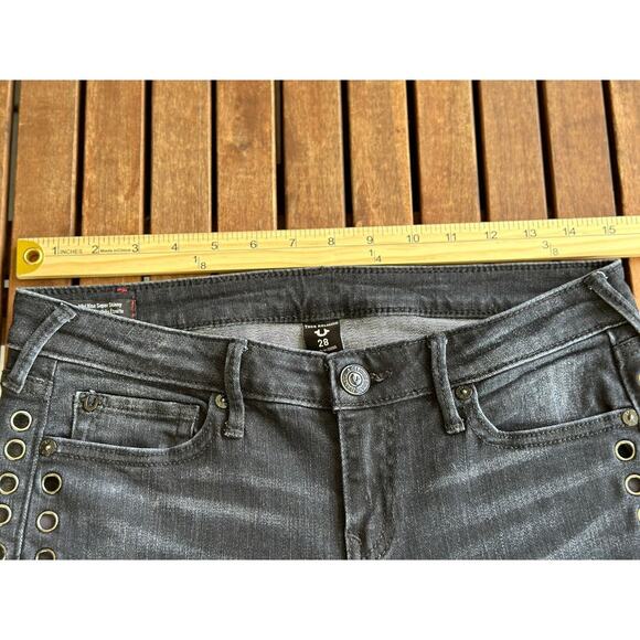 True Religion Women’s 29 Halle Mid Rise Super Skinny Jeans in Rock Solid Wash - Picture 10 of 14